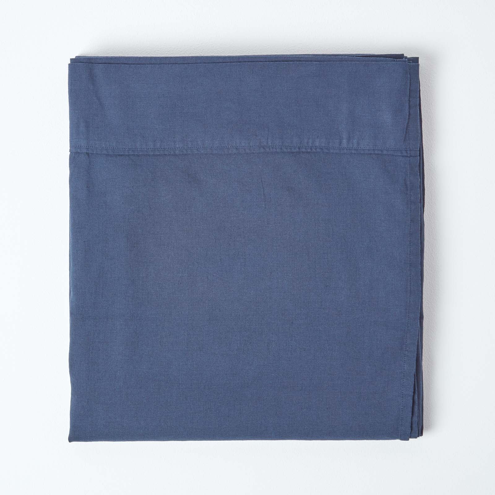 Luxury Linen Flat Sheet | Single | Navy Blue