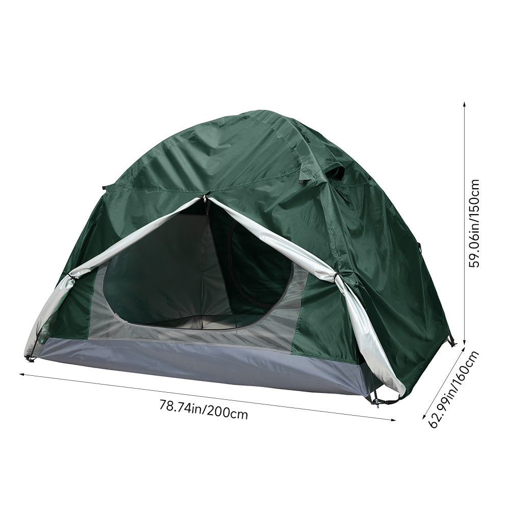 2-person Camping Tent, All-season Outdoor Tent With Aluminium Poles, Mesh Ventilation, Dual Doors, And Groundsheet | Dark Green