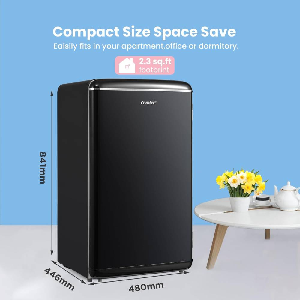 93l Retro Freestanding Fridge With Chiller Box
