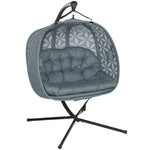 Double Hanging Swing Chair W/ Stand & Cup Holders, Grey