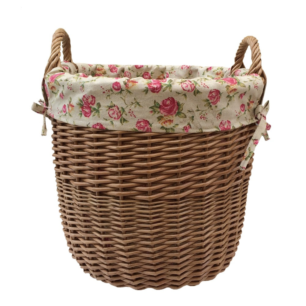 Light Steamed Garden Rose Cotton Lined Laundry Bins | Small | Pink