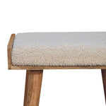 Solid Mango Wood Boucle Cream Tray Style Footstool