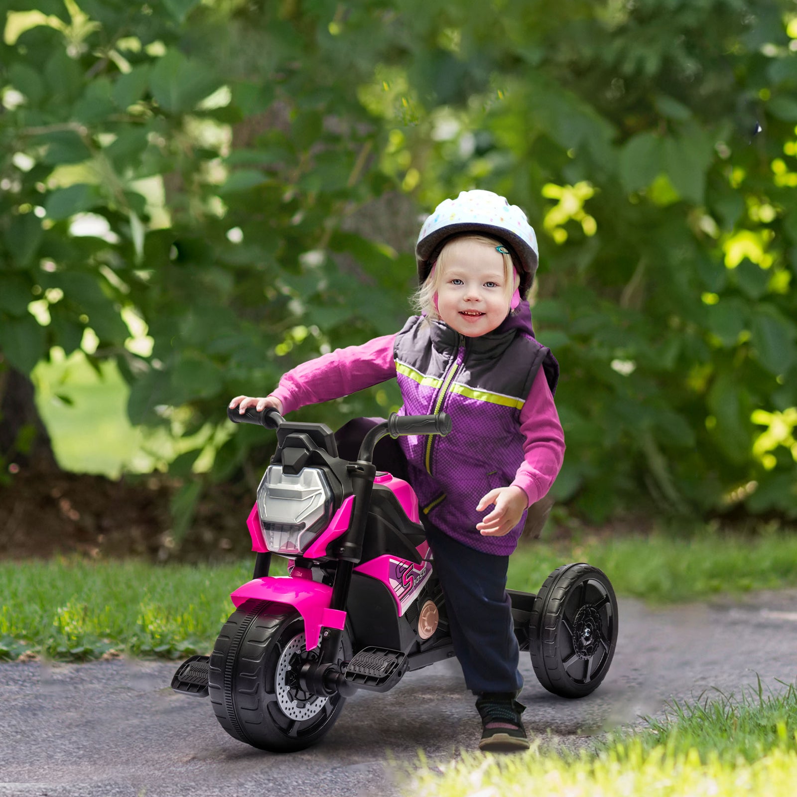 3 In 1 Baby Trike With Headlights, Music, Horn | Pink