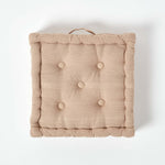Rajput Ribbed Cotton Floor Cushion | 40cm x 40cm | Beige
