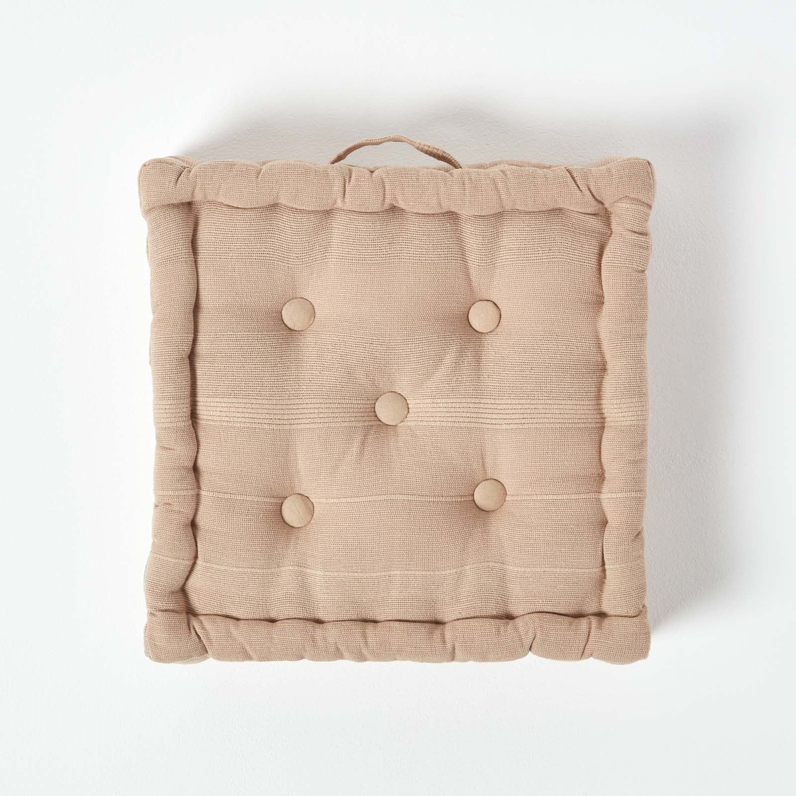 Rajput Ribbed Cotton Floor Cushion | 40cm x 40cm | Beige