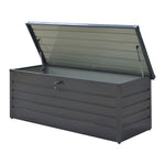 200l(72cm W X 62cm D) / 600l(165cm W X 70cm D) Lockable Metal Deck Box Outdoor Garden Storage Chest 63cm Height | Large | Dark Grey