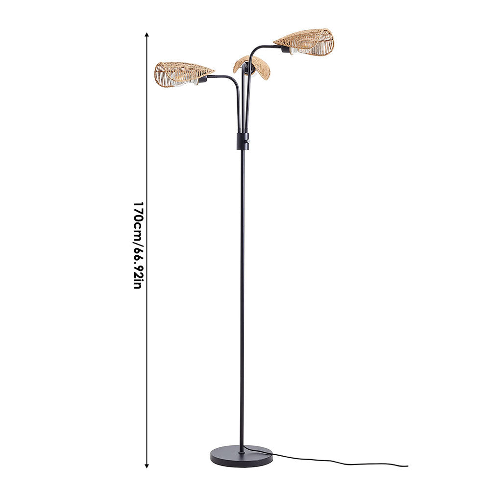 Breeins Paper Rope String-wrapped Lampshade 3-light Floor Lamp