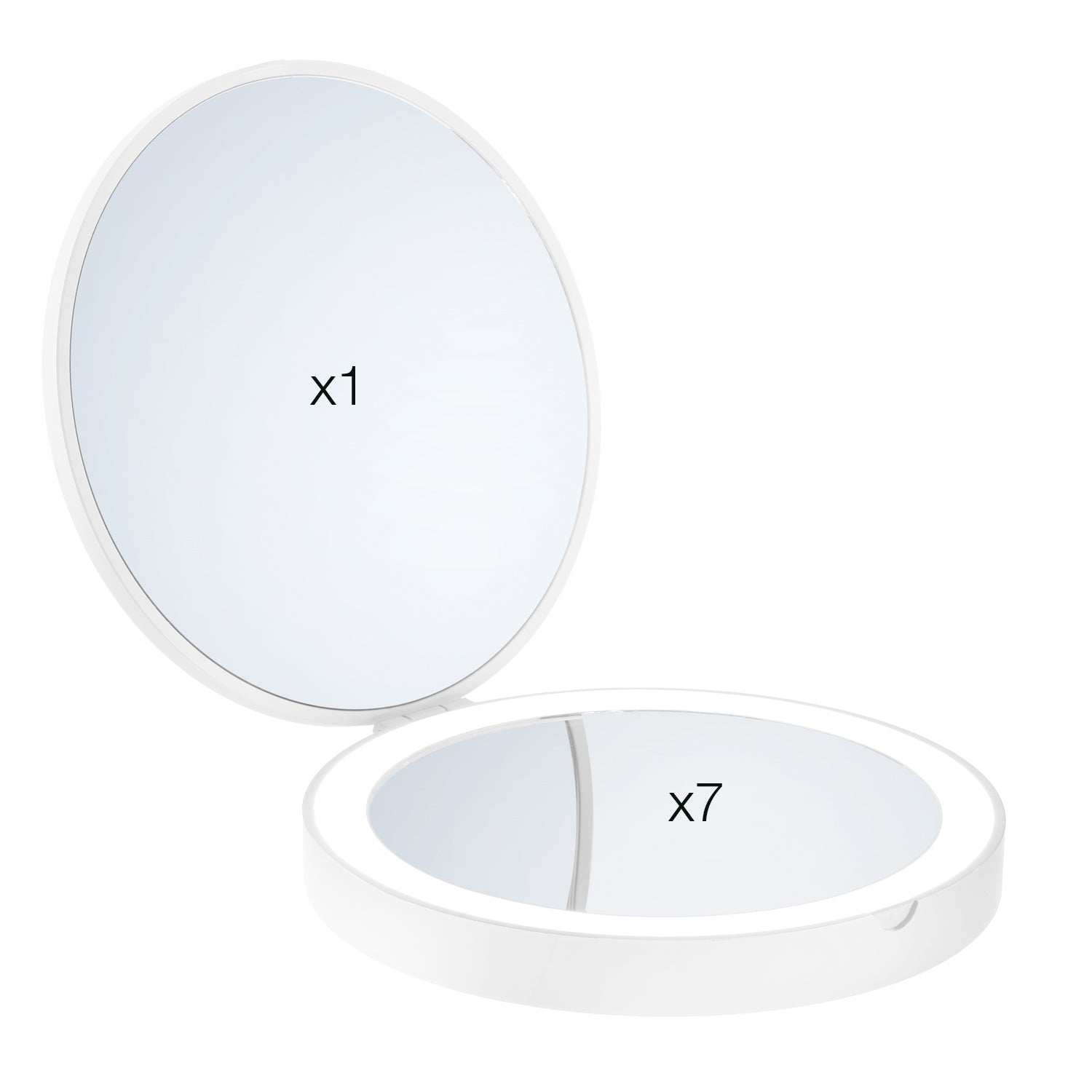 Led Shaving Make Up Folding Travel Mirror 7x Magnification | White
