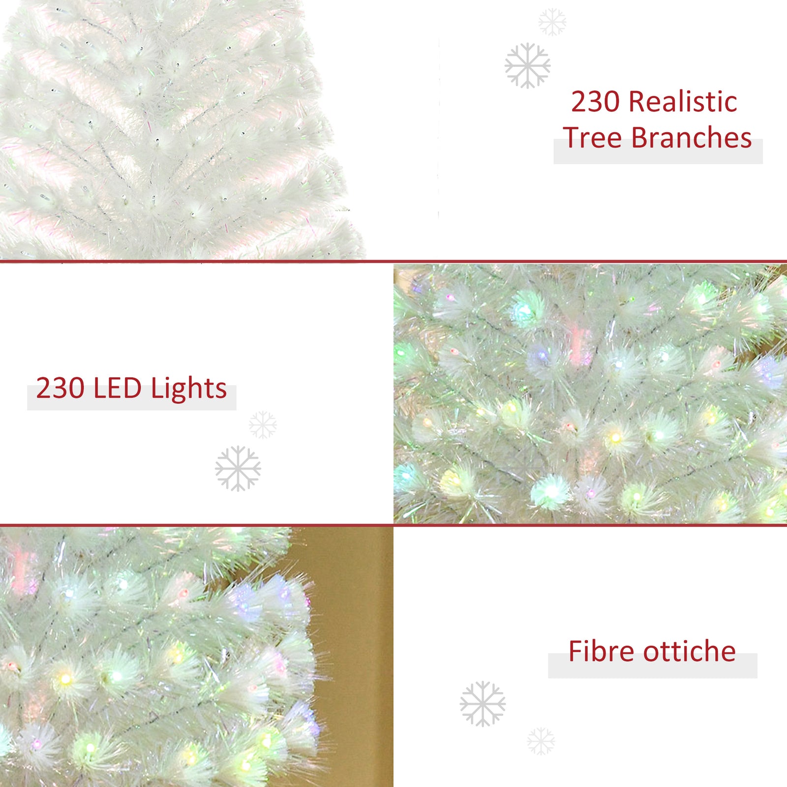 Pre-lit Artificial Christmas Tree Fibre Optic Xmas Decoration | 5ft | White