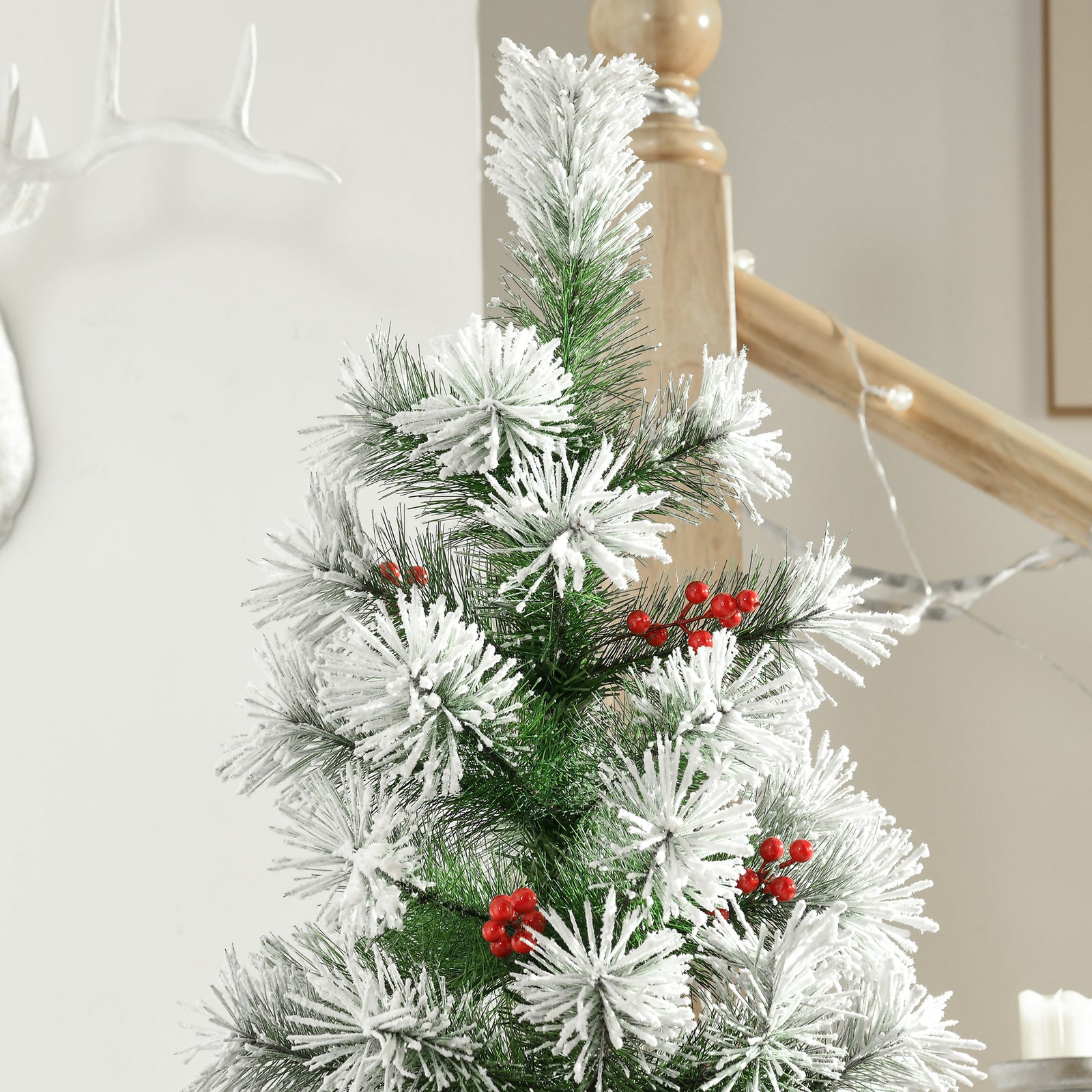 5ft Christmas Xmas Tree Pine Look And Metal Stand Snow Gift 184 Tips