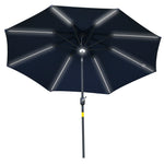 2.7m Parasol W/ Led Solar Light & Angled Canopy | Blue