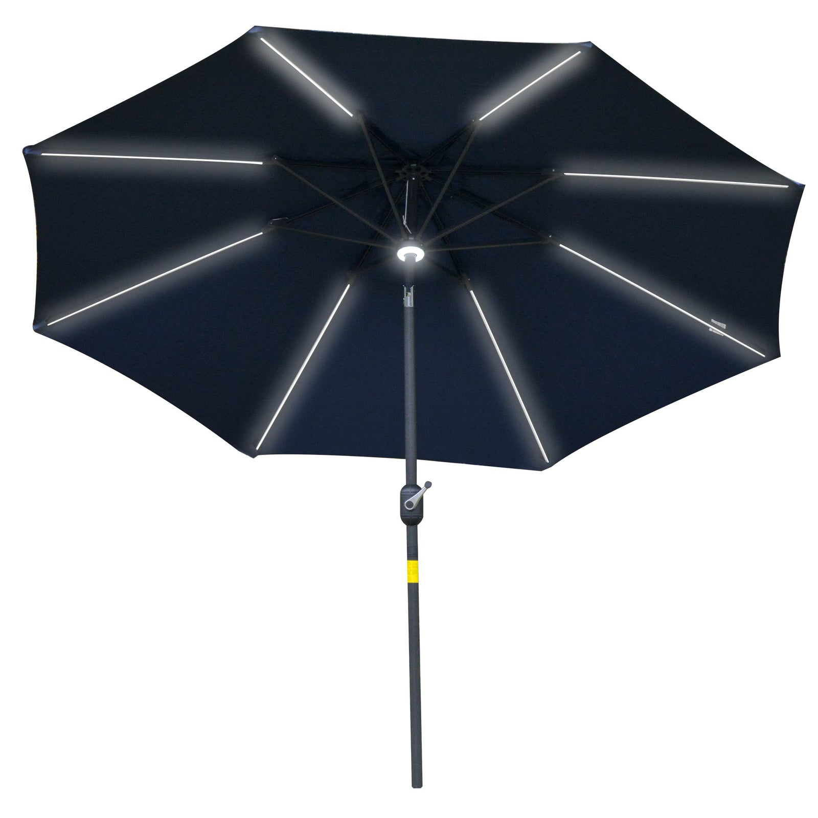 2.7m Parasol W/ Led Solar Light & Angled Canopy | Blue