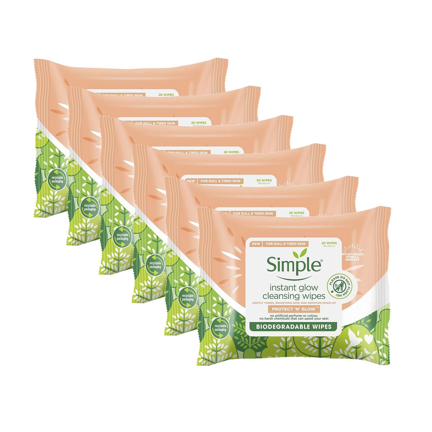 Protect 'n' Glow Instant Cleansing Wipes For Dull & Tired Skin | Set-of-6