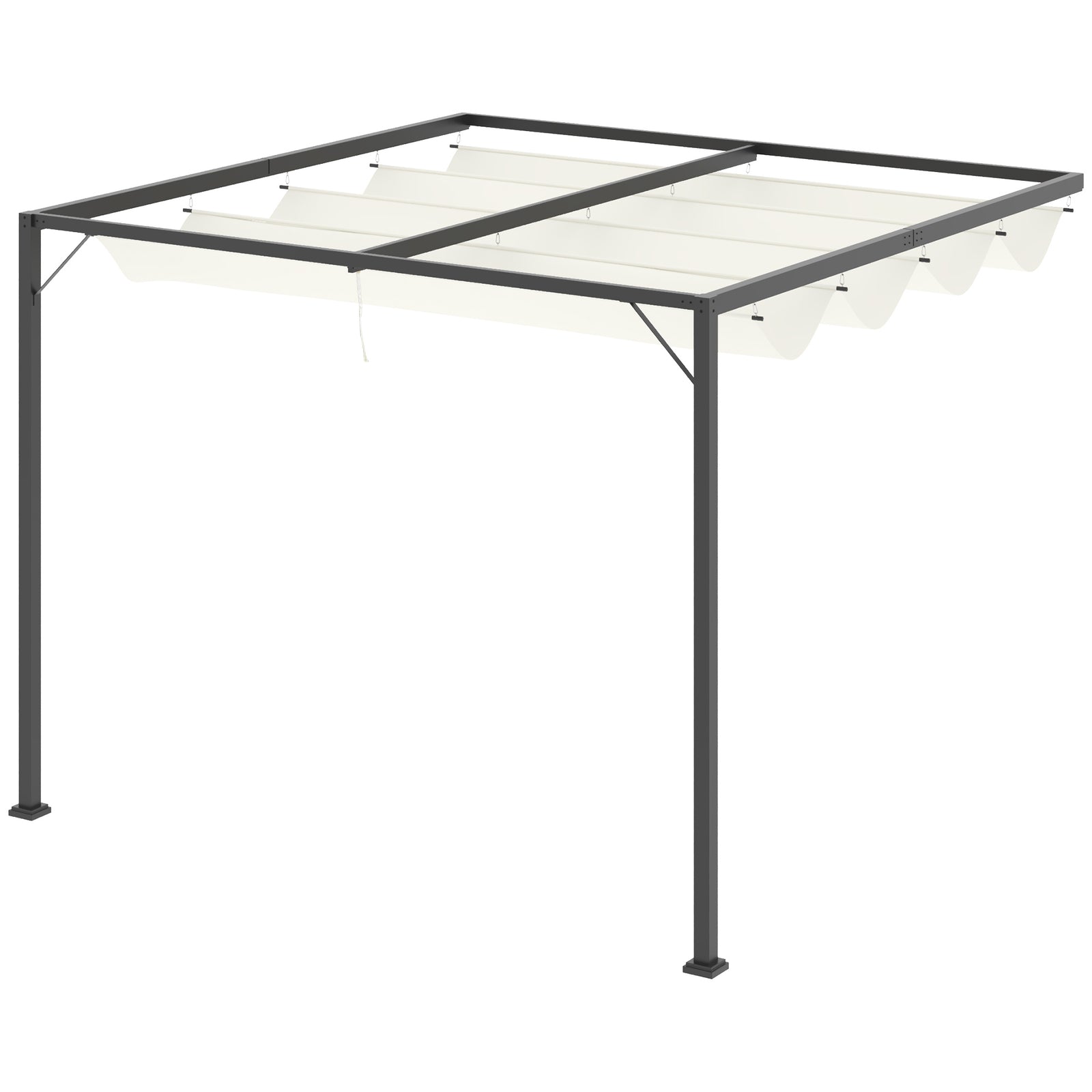 Outdoor Pergola Retractable Canopy Wall Mounted Gazebo | Cream