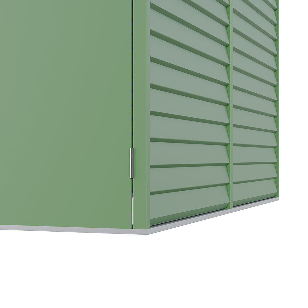 Zinc Steel Metal Garden Shed 4.7 × 8.86 Ft, Sloped Roof Outdoor Storage Shed With Built-in Hooks, Space-saving Design