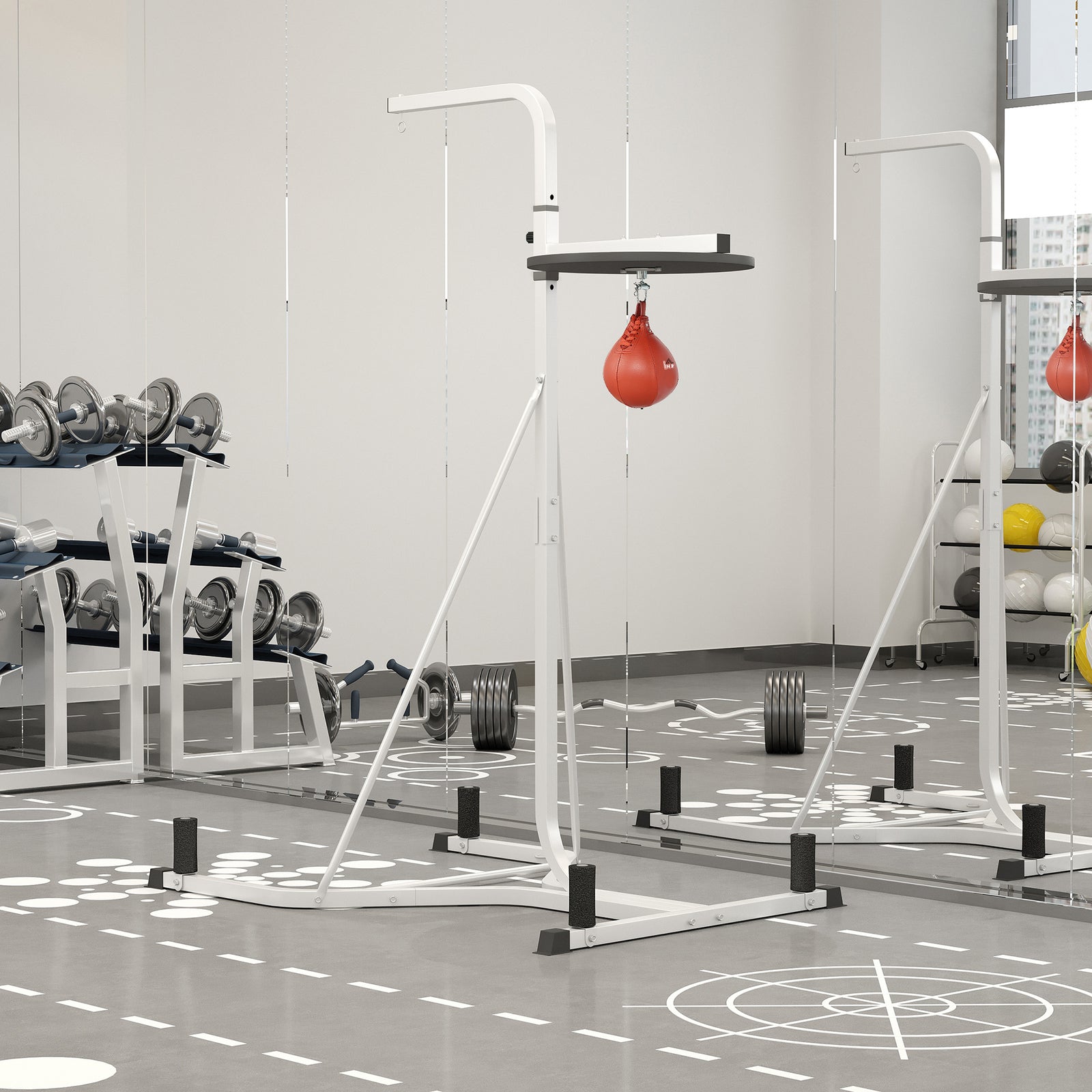 Free-standing Adjustable Speed Bag Platform | White