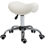 Pu Leather Saddle Stool W/ Moulded Padded Seat Adjustable | One Size | Cream