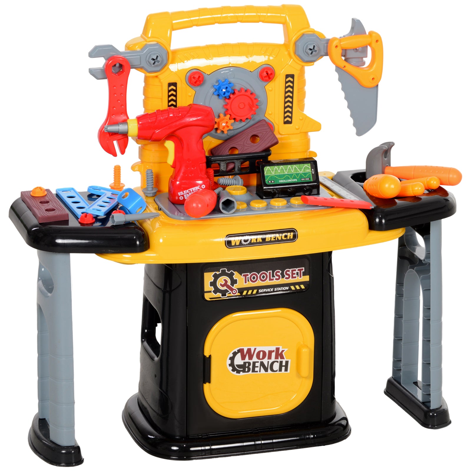 102pcs Play Tools Toy With Electric Drill, Storage, Yellow