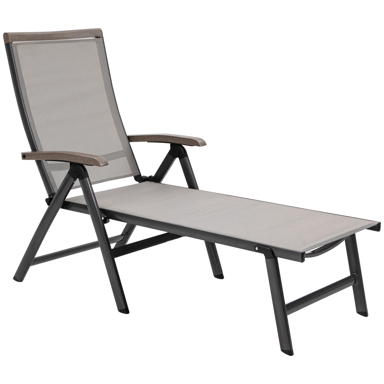 Outdoor Folding Sun Lounger W/ Adjustable Backrest | Brown