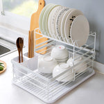 2-tier Metal Kitchen Dish Drainer Rack | White