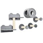 5pcs Cat Wall Furniture With Perch, Cat Condo, Scratching Post - Grey