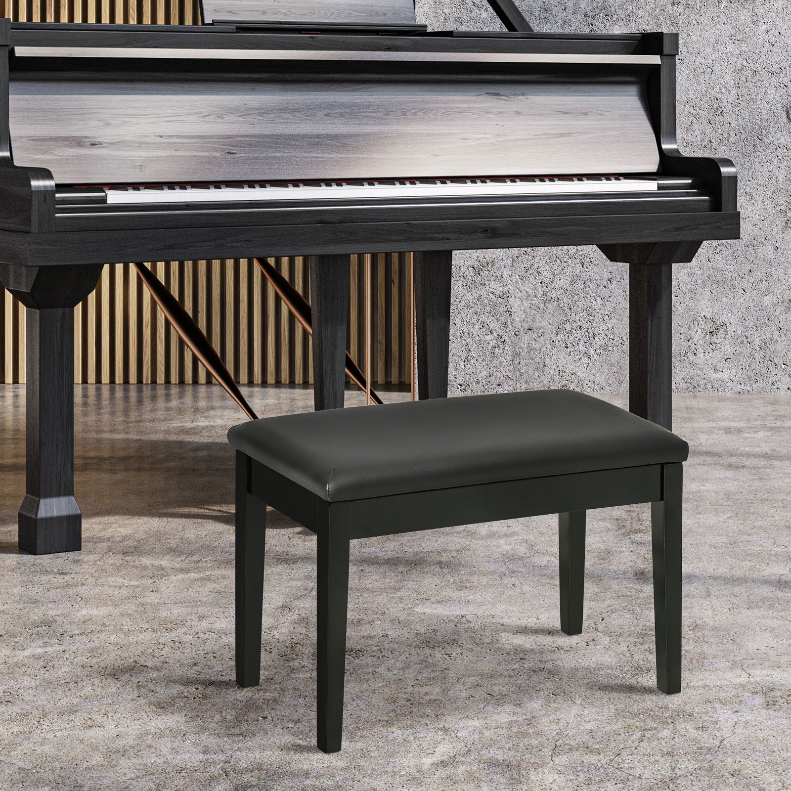 Classic Piano Bench Stool, Pu Leather Padded Keyboard Seat