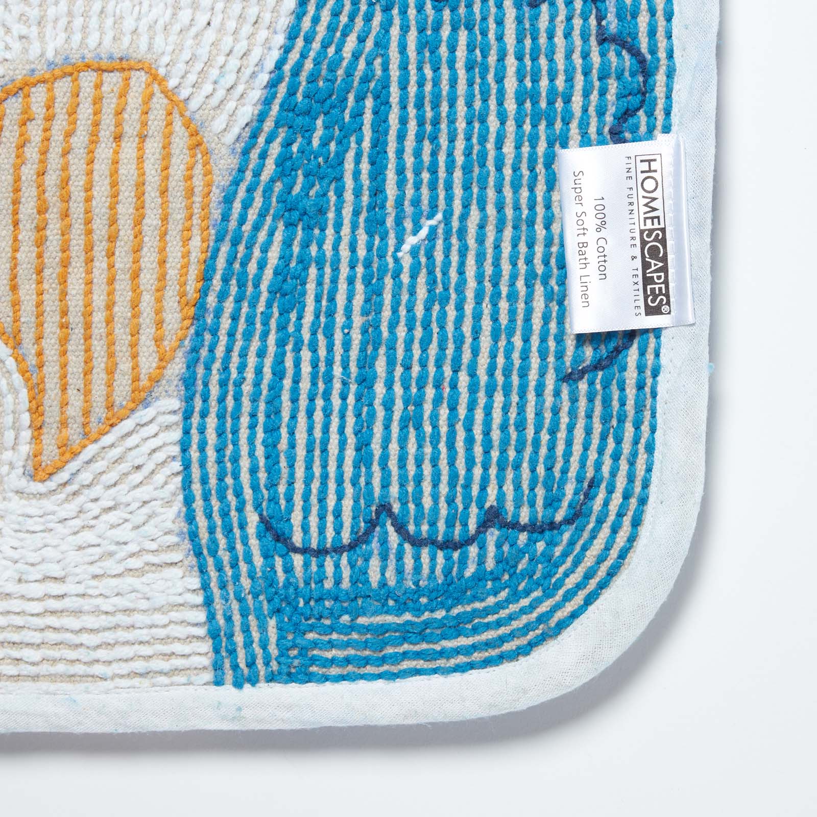 Non Slip 100% Cotton Duck Pond Bath Mat | Pedestal Mat | Blue & White