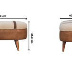 Artisan Furniture Solid Wood Tan Buffalo Boucle Nordic Bench, Upholstered