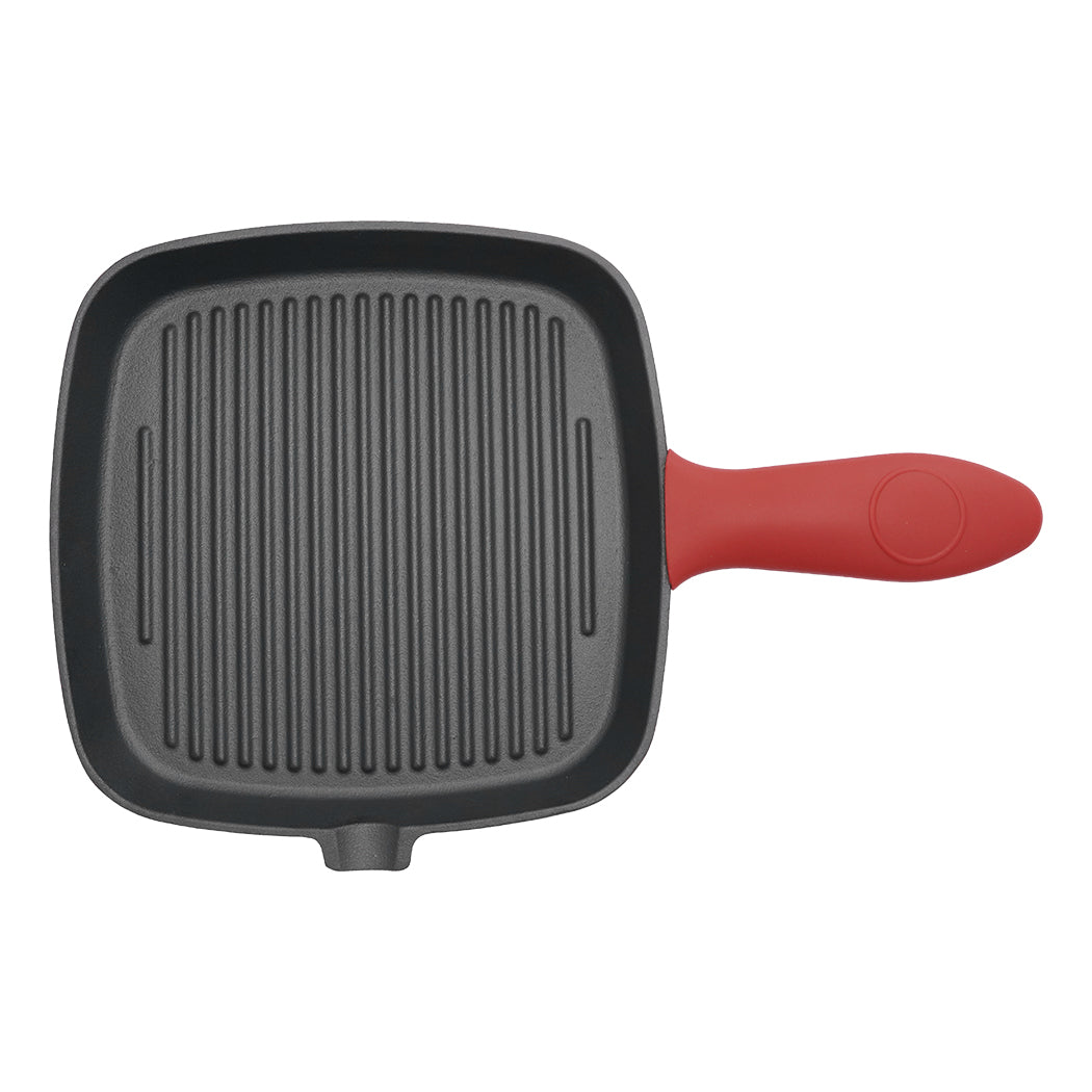 Cast Iron Griddle Grill Pan Square Skillet Bbq Non‑stick Frying Cookware | Red