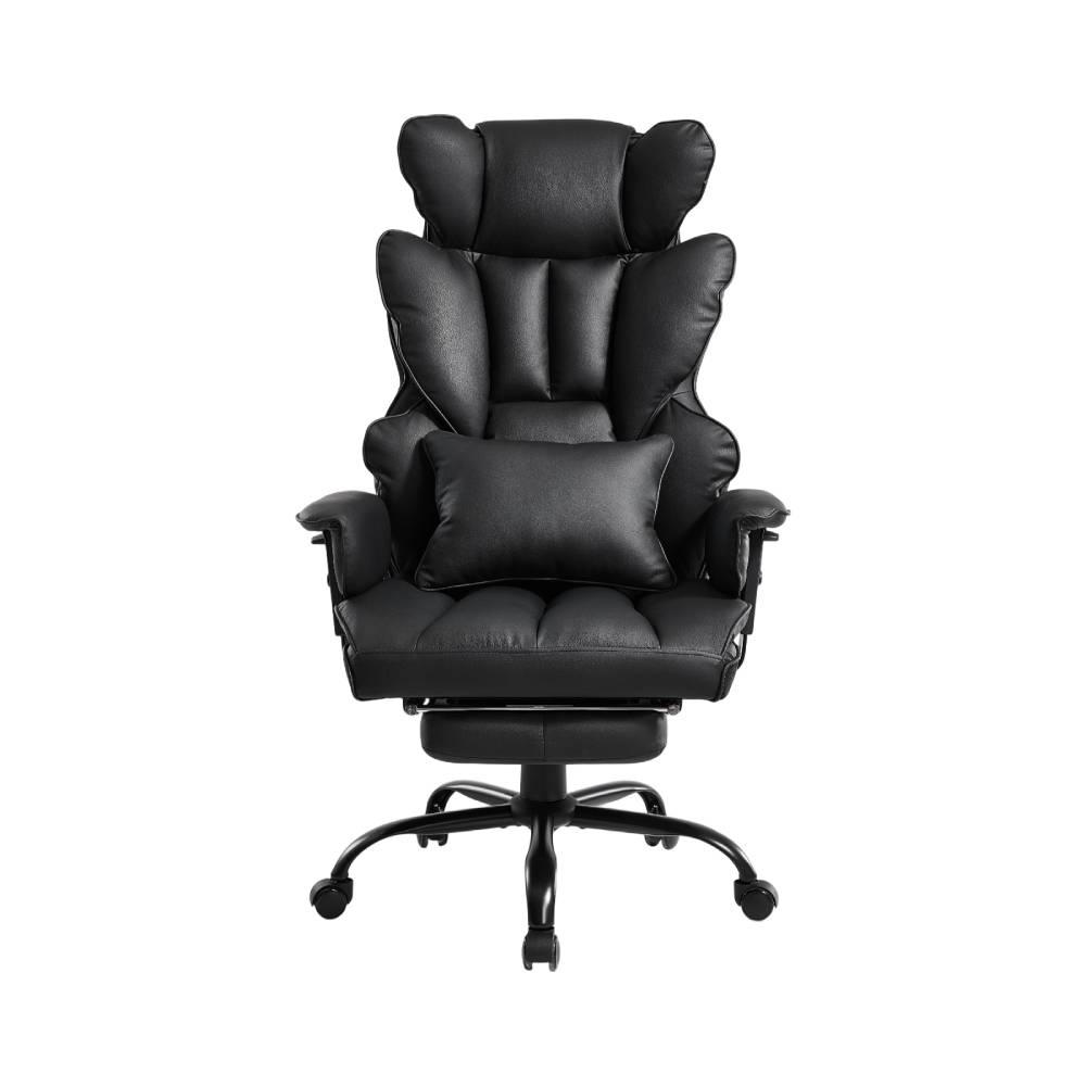 Ergonomic High-back Office Chair With Footrest, Reclining Backrest, Adjustable Height | Black