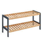 Bamboo 2-tier Shoe Rack - Grey/natural