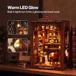 Book Nook Kit For Adults Wooden Miniature Bookstore With Led Walnut