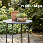 Metal Garden Side Table, 48 Cm Round Outdoor Table | Grey