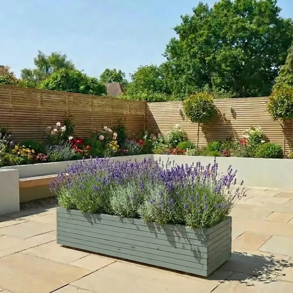 Pine Wooden Trough Planter With Feet | 140cm x 42cm x 38cm | Green