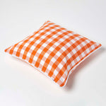 Block Check Cotton Gingham Cushion Cover | 45cm x 45cm | Orange