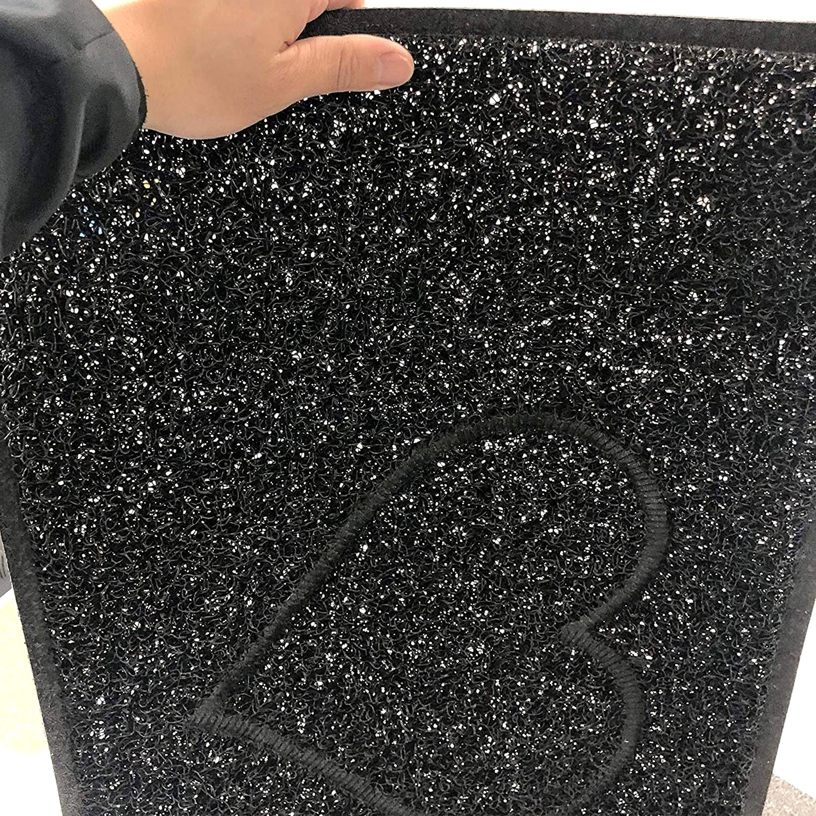 Heart Outdoor Embossed Doormat With Open Back | Small | Black