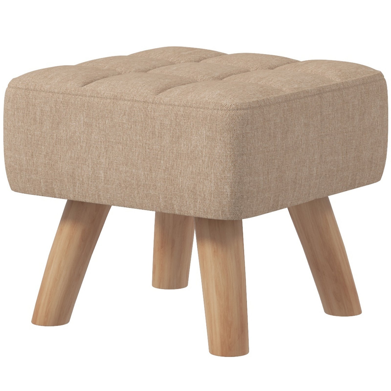Modern Footstool, Fabric Foot Rest With Rubber Wood Legs | Brown