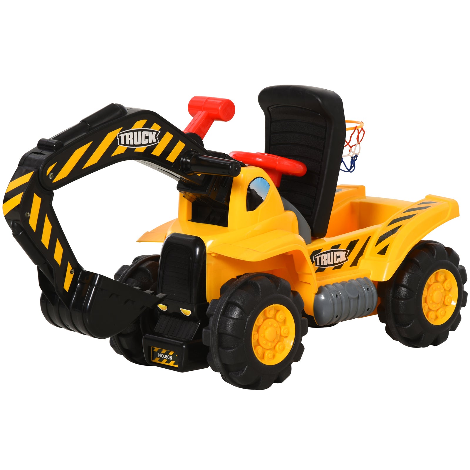 3-in-1 Kids Ride-on Tractor Scooter W/ Storage Basketball Net 1.5-4 Yrs