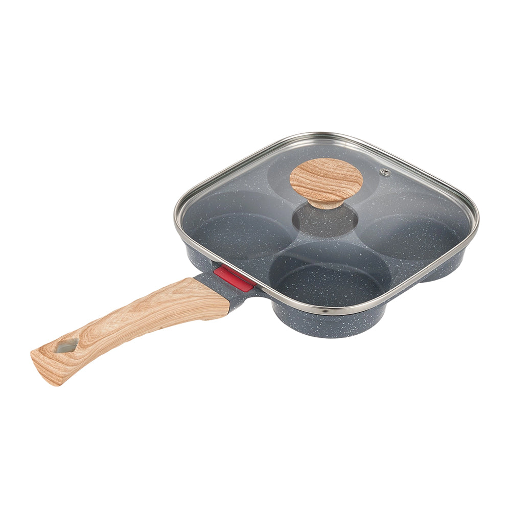 19cm W X 19cm W Non-stick 4-hole Egg Frying Pan With Visible Lid