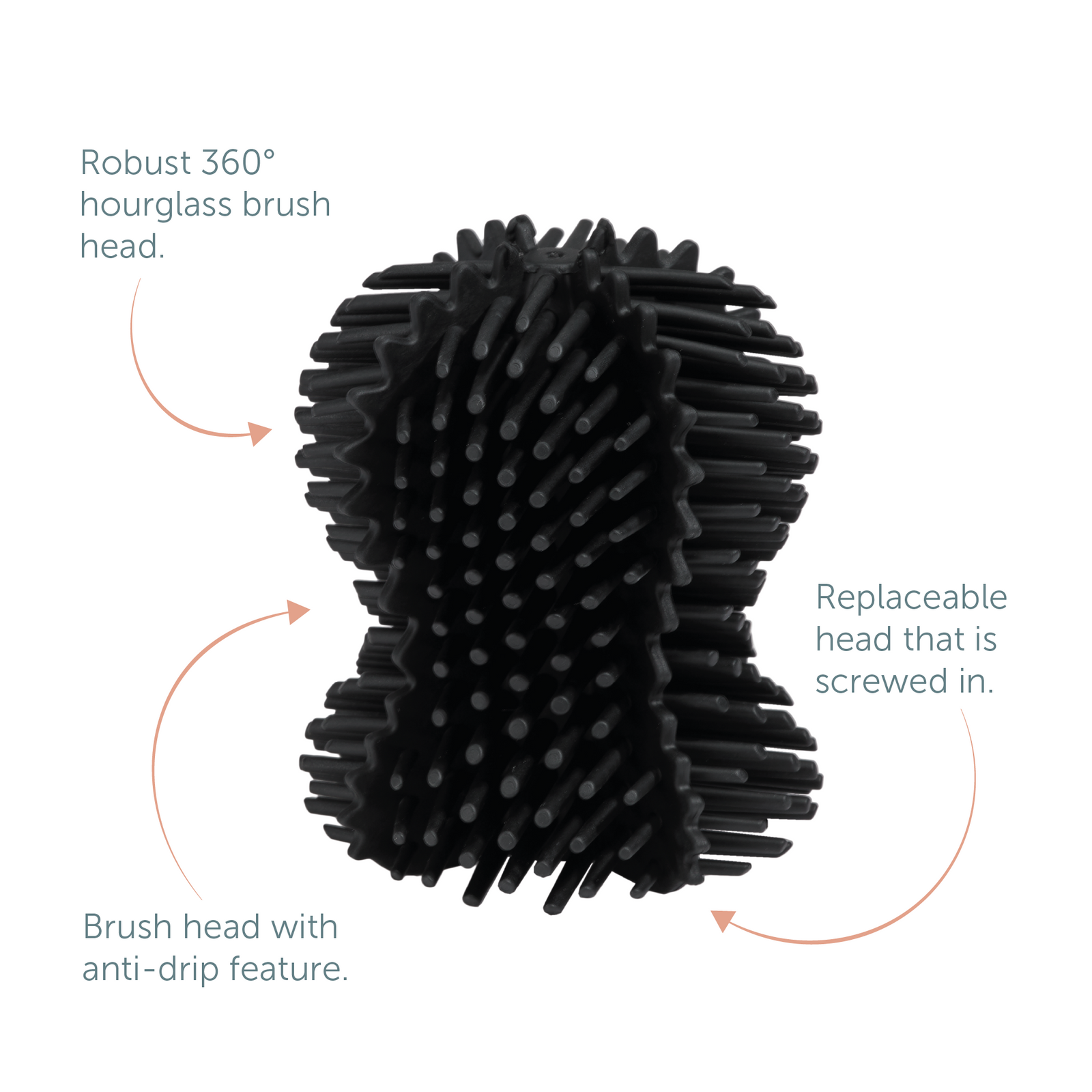 Recycled Toilet Brush Head - Replaceable with a robust 360° hourglass shape - Made in the UK | Graphite Black