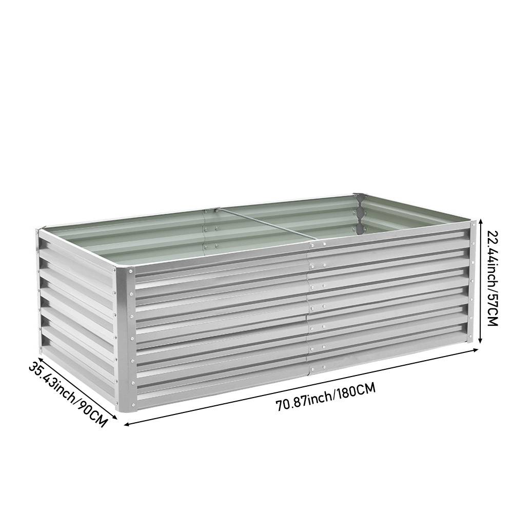 Outdoor Modular Metal Raised Garden Bed | One Size | Silver