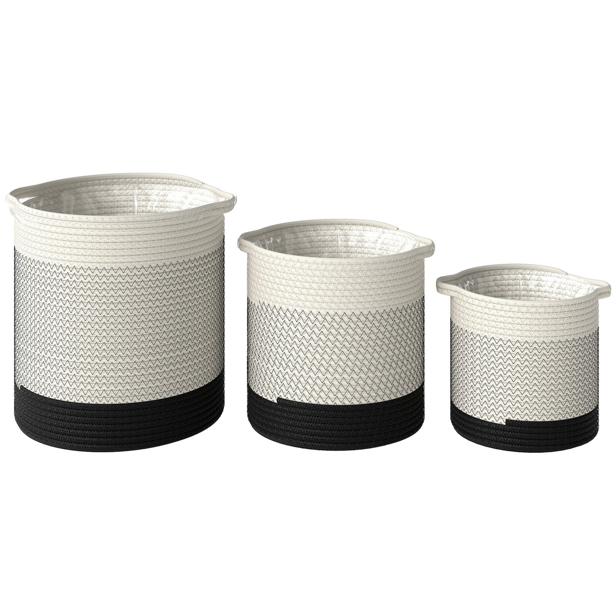 Outsunny Plant Pots Handwoven Cotton Set Of 3 White