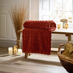 Tadcaster Supersoft Warm Chevron Designn Throw – 140x180cm Blanket | 140cm x 180cm | Terracotta