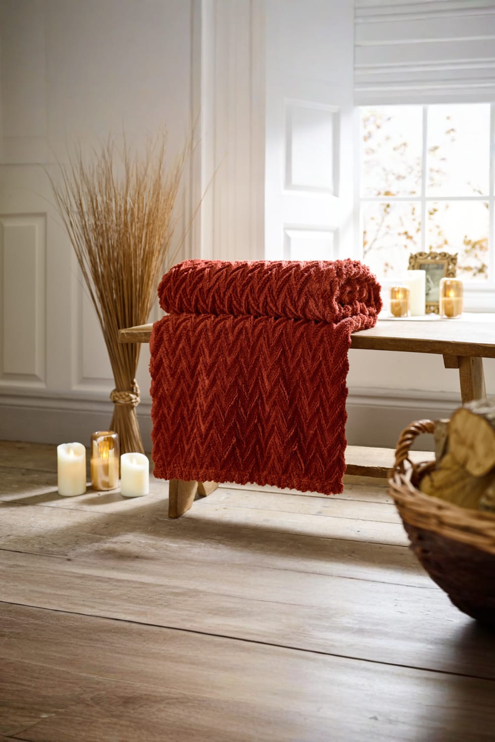 Tadcaster Supersoft Warm Chevron Designn Throw – 140x180cm Blanket | 140cm x 180cm | Terracotta
