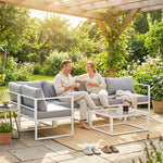 5 Seater Aluminium Garden Furniture Set With Table, Cushions | Light Grey
