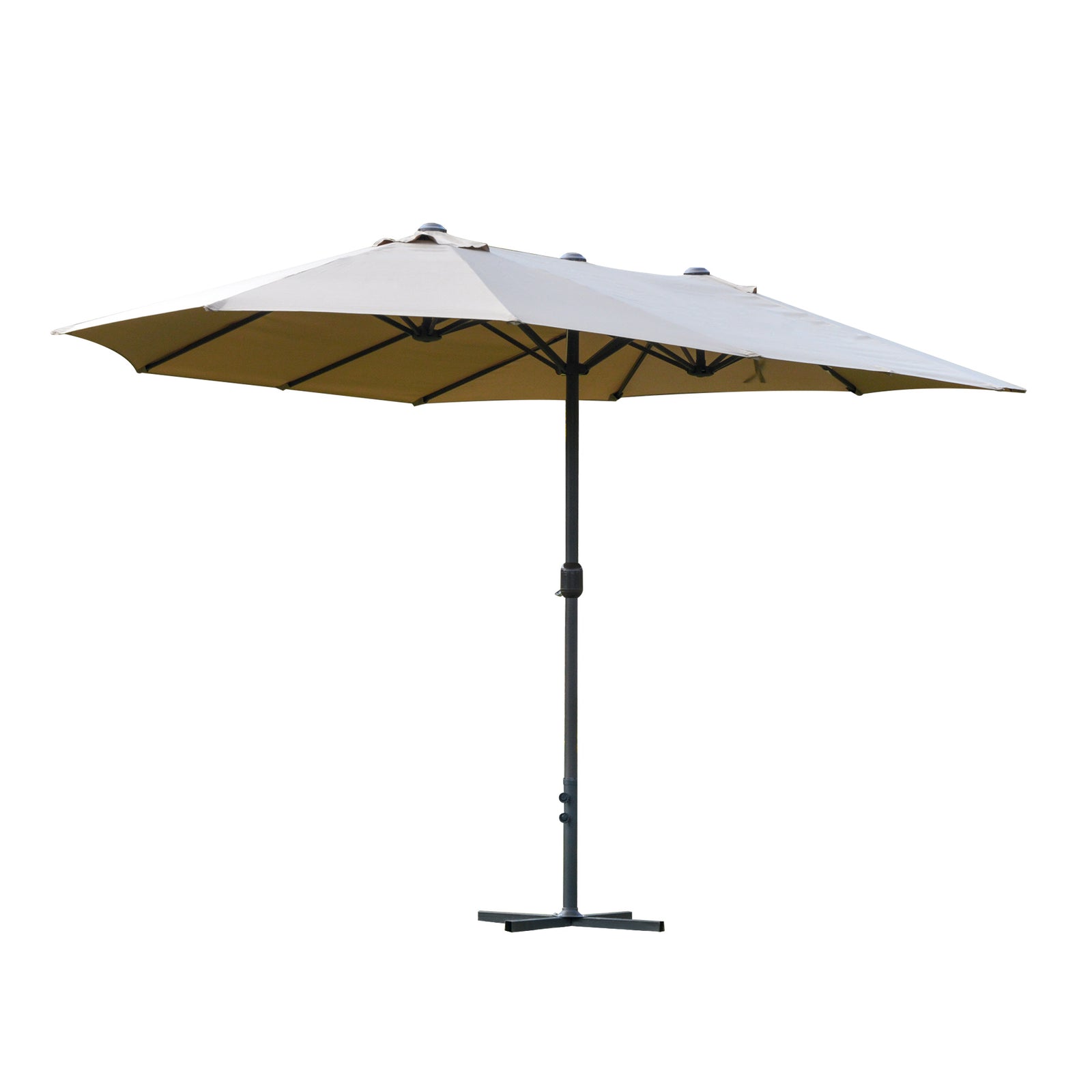 4.6m Double-sided Sun Umbrella W/ Base | Khaki