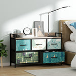 5-drawer Chest Of Drawers, Fabric Dresser With Open Shelf | Blue