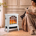 Electric Fireplace, Freestanding Log Burner, Led Flame Effect | White