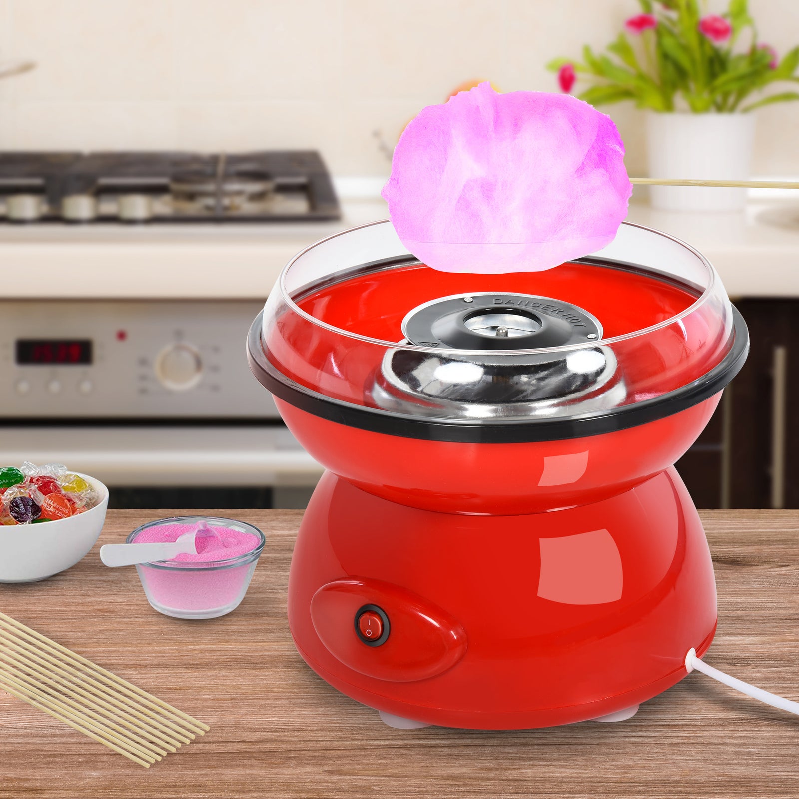 450w Electric Candyfloss Machine Kit Non-stick Children | One Size | Red