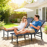 Sun Loungers Set Of 2, 5-level Reclining Sunbeds | Blue